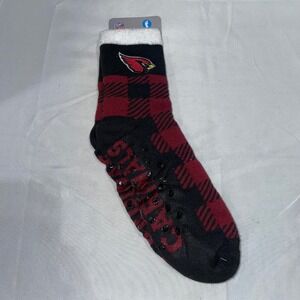 For Bare Feet Arizona Cardinals NFL Buffalo Plaid Cozy Slipper Socks OSFM New